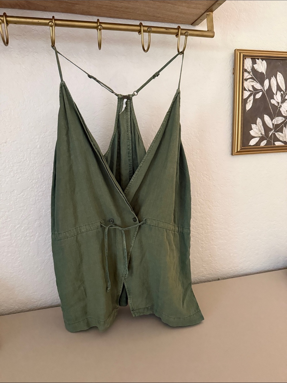 Women’s Olive Green Wrap-Front Camisole with Tie Waist